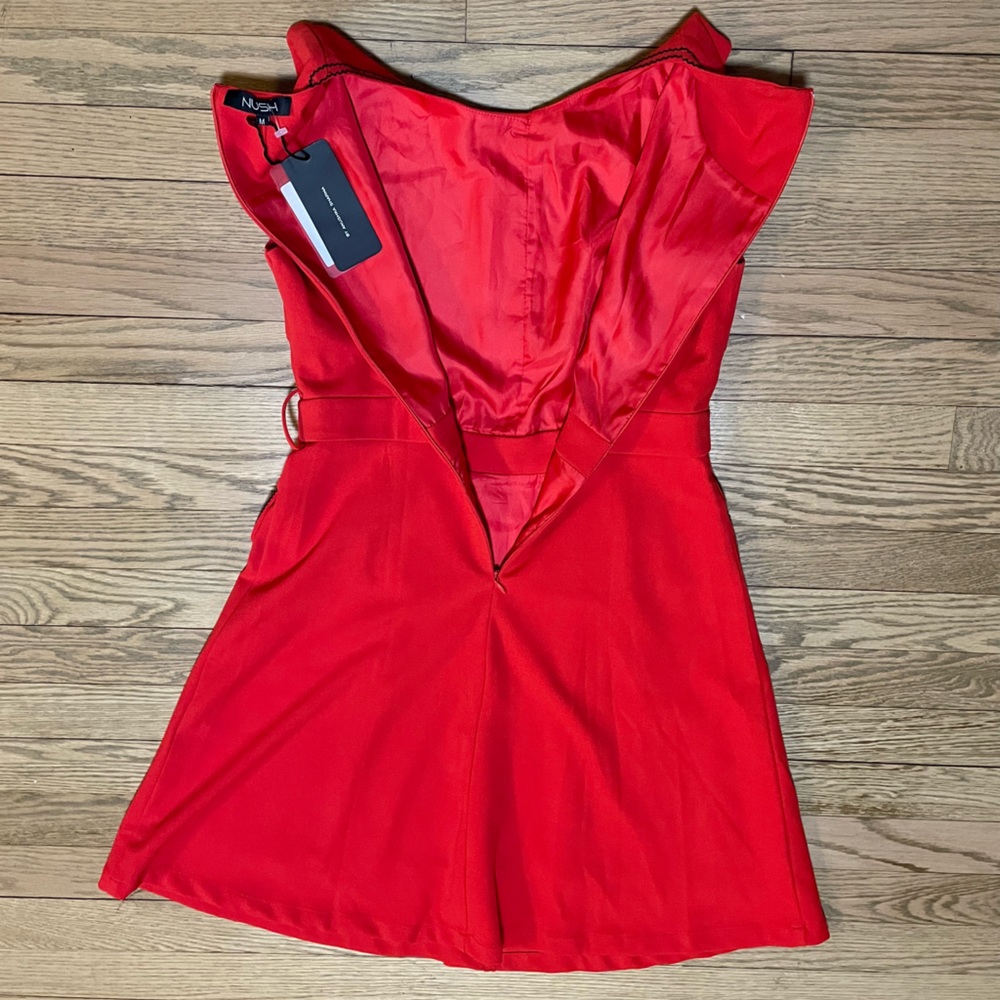 NWT - NUSH by ANUSHKA SHARMA Red A-line Sleeveless Flared Mini Dress with Belt - Picture 12 of 15